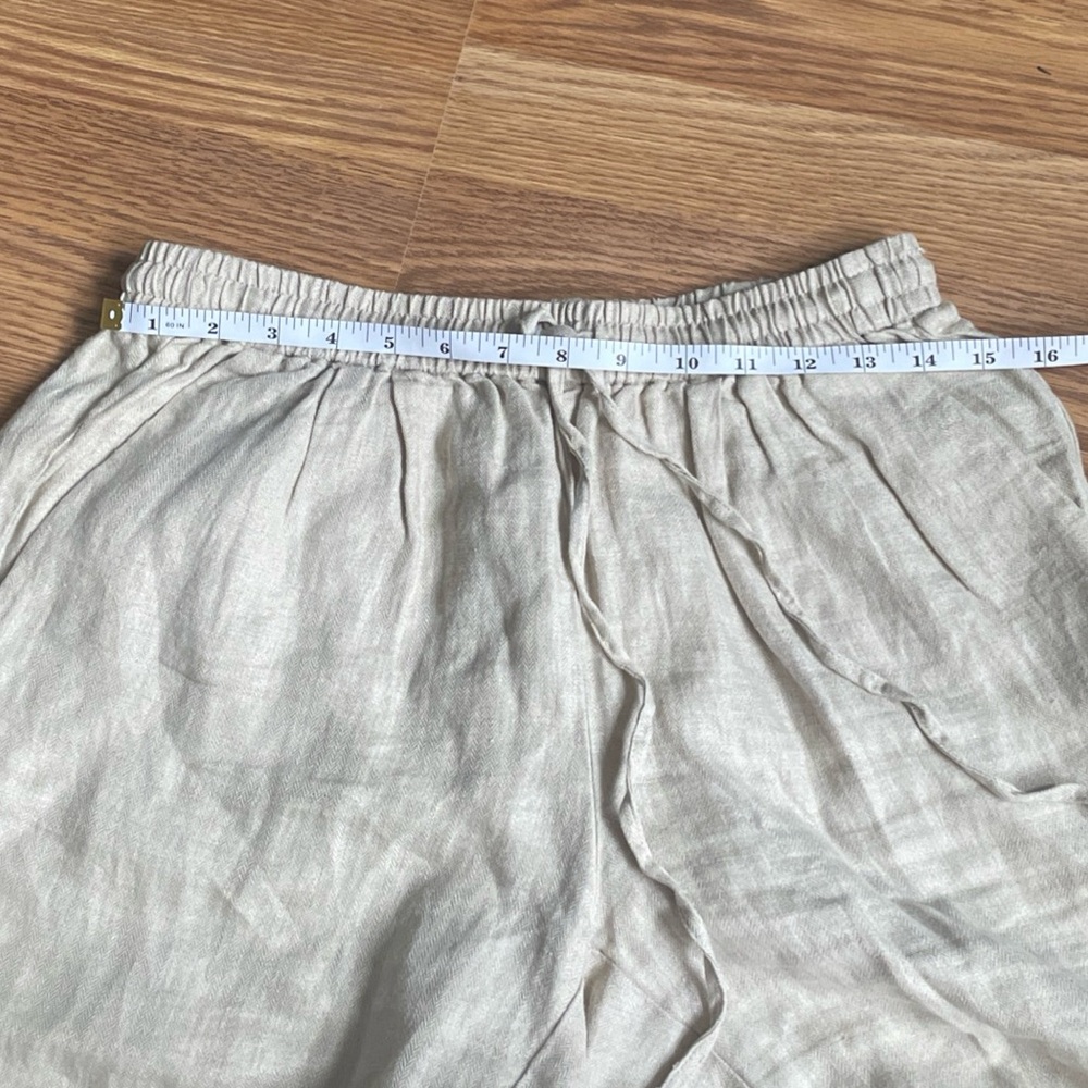 J‎ Crew Linen Pants Taupe Pull On Casual Cropped Cuffed Leg Size 4 - Picture 9 of 9